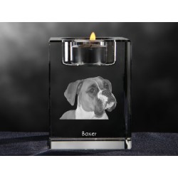 Boxer uncropped, crystal candlestick with dog, souvenir, decoration, limited edition, Collection