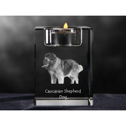 Caucasian Shepherd Dog, crystal candlestick with dog, souvenir, decoration, limited edition, Collection