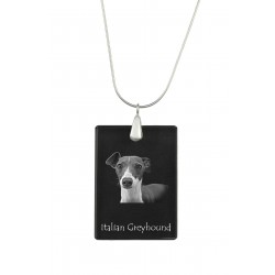 Italian Greyhound, Perro colgante de cristal, collar de plata 925, alta calidad, regalo excepcional, Colección!