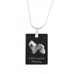 Polish Lowland Sheepdog, Pendente di cristallo del cane, collana di SIlver 925, alta qualità, regalo eccezionale