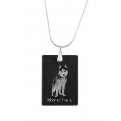 Siberian Husky, Perro colgante de cristal, collar de plata 925, alta calidad, regalo excepcional, Colección!