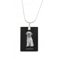 Lowchen, Perro colgante de cristal, collar de plata 925, alta calidad, regalo excepcional, Colección!