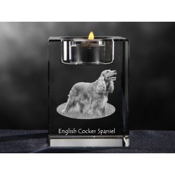 Dobermann uncropped, crystal candlestick with dog, souvenir, decoration, limited edition, Collection