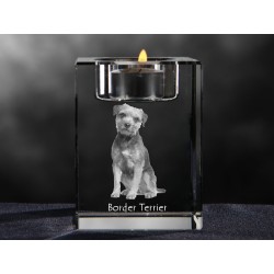 Border Terrier, crystal candlestick with dog, souvenir, decoration, limited edition, Collection