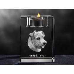 Norfolk Terrier, crystal candlestick with dog, souvenir, decoration, limited edition, Collection