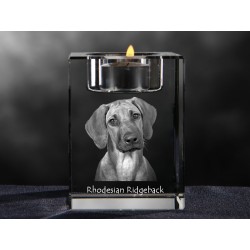 Rhodesian Ridgeback, crystal candlestick with dog, souvenir, decoration, limited edition, Collection