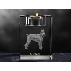 Schnauzer cropped, crystal candlestick with dog, souvenir, decoration, limited edition, Collection