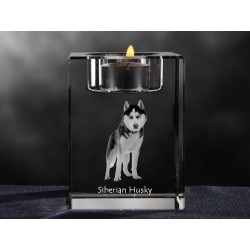 Siberian Husky, crystal candlestick with dog, souvenir, decoration, limited edition, Collection