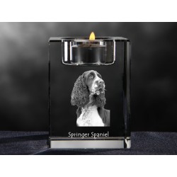 English Springer Spaniel, crystal candlestick with dog, souvenir, decoration, limited edition, Collection