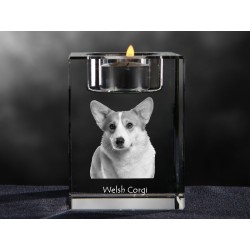 Welsh Corgi, crystal candlestick with dog, souvenir, decoration, limited edition, Collection