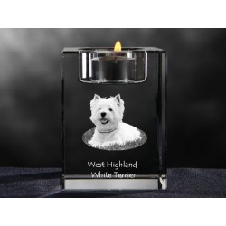 West Highland White Terrier, crystal candlestick with dog, souvenir, decoration, limited edition, Collection
