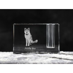 Akita, porta penna di cristallo con il cane, souvenir, decorazione, in edizione limitata, ArtDog
