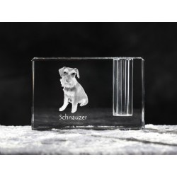 Schnauzer, porta penna di cristallo con il cane, souvenir, decorazione, in edizione limitata, ArtDog