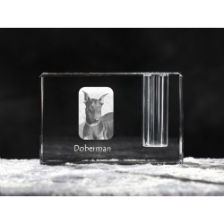 Dobermann, porta penna di cristallo con il cane, souvenir, decorazione, in edizione limitata, ArtDog