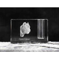 Cane Corso - kryształowy stojak na długopis z wizerunkiem psa, pamiątka, dekoracja, kolekcja.