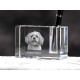 Kryształowy stojak na długopis z wizerunkiem psa, pamiątka, dekoracja, kolekcja.