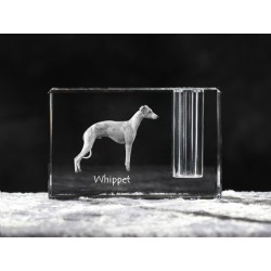 Whippet - kryształowy stojak na długopis z wizerunkiem psa, pamiątka, dekoracja, kolekcja.
