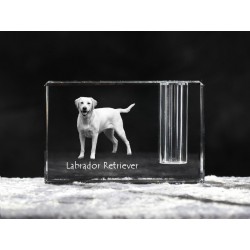 Labrador Retriever - kryształowy stojak na długopis z wizerunkiem psa, pamiątka, dekoracja, kolekcja.