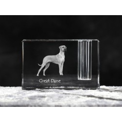 Great Dane uncropped, crystal pen holder with dog, souvenir, decoration, limited edition, Collection