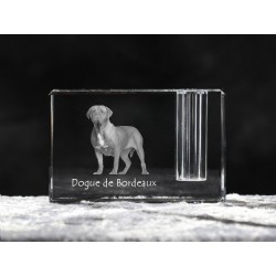 Mastif francuski - kryształowy stojak na długopis z wizerunkiem psa, pamiątka, dekoracja, kolekcja.