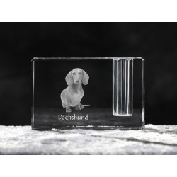 Dachshund smoothhaired, crystal pen holder with dog, souvenir, decoration, limited edition, Collection