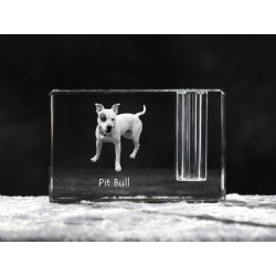 Pit Bull, Titular de la pluma de cristal con el perro, recuerdo, decoración, edición limitada, ArtDog