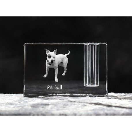 Pit Bull, Titular de la pluma de cristal con el perro, recuerdo, decoración, edición limitada, ArtDog