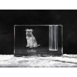 Griffon- kryształowy stojak na długopis z wizerunkiem psa, pamiątka, dekoracja, kolekcja.