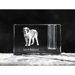 Cane di San Bernardo, porta penna di cristallo con il cane, souvenir, decorazione, in edizione limitata, ArtDog