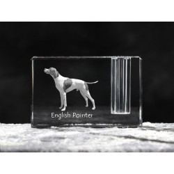 Pointer - kryształowy stojak na długopis z wizerunkiem psa, pamiątka, dekoracja, kolekcja.