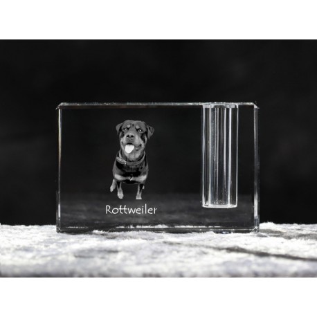 Rottweiler, Titular de la pluma de cristal con el perro, recuerdo, decoración, edición limitada, ArtDog
