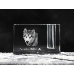 Malamute de Alaska, Titular de la pluma de cristal con el perro, recuerdo, decoración, edición limitada, ArtDog