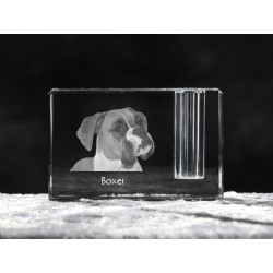 Boxer uncropped, crystal pen holder with dog, souvenir, decoration, limited edition, Collection