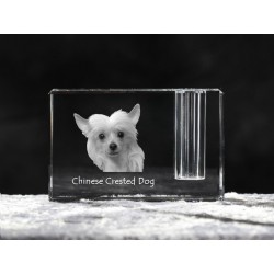 Chinese Crested Dog, Titular de la pluma de cristal con el perro, recuerdo, decoración, edición limitada, ArtDog