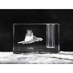 Collie, Titular de la pluma de cristal con el perro, recuerdo, decoración, edición limitada, ArtDog