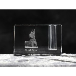 Great Dane cropped, crystal pen holder with dog, souvenir, decoration, limited edition, Collection
