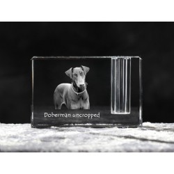 Dobermann uncropped, crystal pen holder with dog, souvenir, decoration, limited edition, Collection