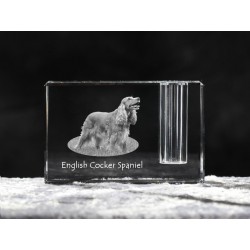Cocker spaniel inglés, Titular de la pluma de cristal con el perro, recuerdo, decoración, edición limitada, ArtDog