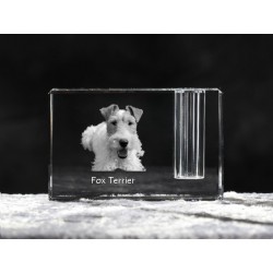Fox Terrier, Titular de la pluma de cristal con el perro, recuerdo, decoración, edición limitada, ArtDog