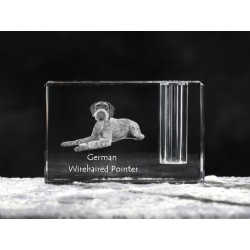 German Wirehaired Pointer, crystal pen holder with dog, souvenir, decoration, limited edition, Collection