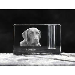 Labrador Retriever, Titular de la pluma de cristal con el perro, recuerdo, decoración, edición limitada, ArtDog