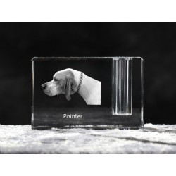 Pointer, Titular de la pluma de cristal con el perro, recuerdo, decoración, edición limitada, ArtDog