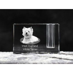 West Highland White Terrier, crystal pen holder with dog, souvenir, decoration, limited edition, Collection