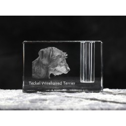 Dachshund wirehaired, crystal pen holder with dog, souvenir, decoration, limited edition, Collection