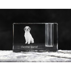 Clumber Spaniel, crystal pen holder with dog, souvenir, decoration, limited edition, Collection