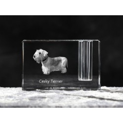 Cesky Terrier, crystal pen holder with dog, souvenir, decoration, limited edition, Collection