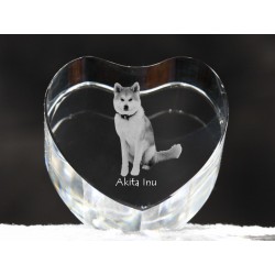 Akita Inu - kryształowe serce z wizerunkiem psa, dekoracja, prezent, kolekcja!