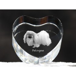 Pekińczyk - kryształowe serce z wizerunkiem psa, dekoracja, prezent, kolekcja!