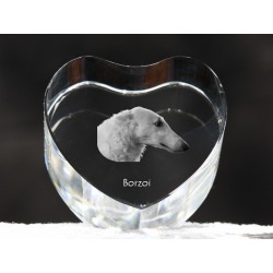 Borzoj, Wilczarz rosyjski - kryształowe serce z wizerunkiem psa, dekoracja, prezent, kolekcja!