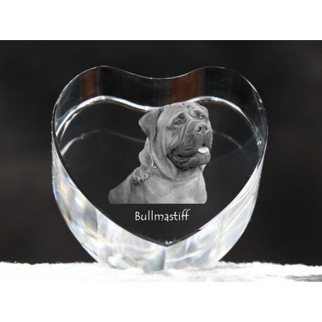 Bullmastiff, Kristall Herz mit Hund, Souvenir, Dekoration, limitierte Auflage, ArtDog